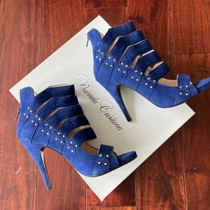 Bionda Castana Blue High Heels w/ Gold Beads Size 7 EU 36.5 NEW (NWB)